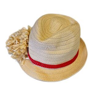 LOFT 96% paper fedora beach hat with paper flower accent, coral peach trim